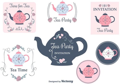 Tea Party Invitation Cards  vector