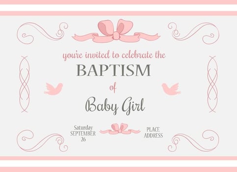 Baby Girl Baptism Vector Invitation