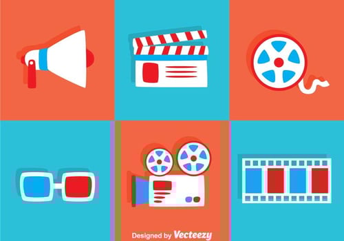 Flat Movie Icons vector