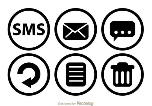 SMS Black Circle Icons vector