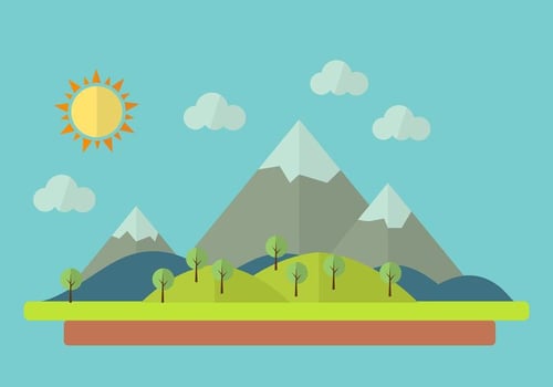 Vector Illustration of Colorful Cartoon Landscape