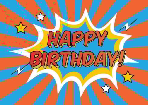 Comic Style Happy Birthday Illustration vector