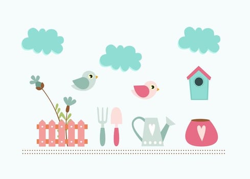 Baby Shower spring elements vector
