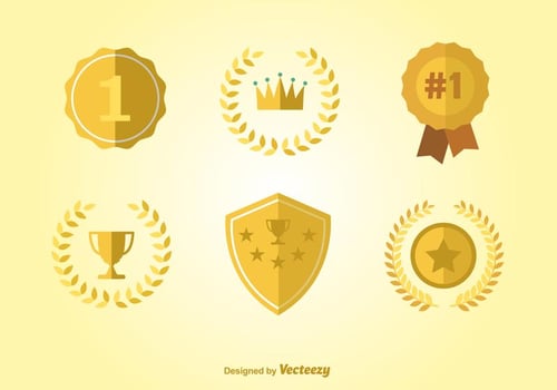 First Place Badges and Ribbons vector
