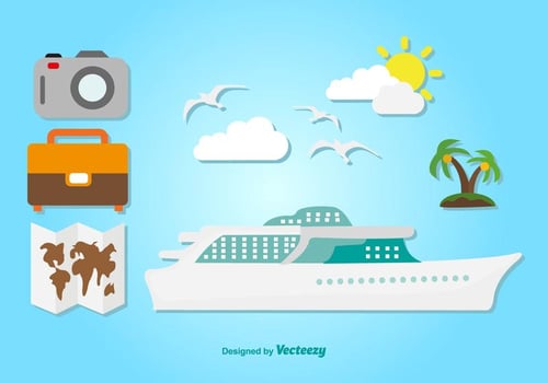 Cruise Trip Flat Icons vector