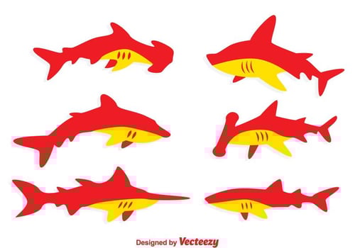Red And Orange Shark Vectors