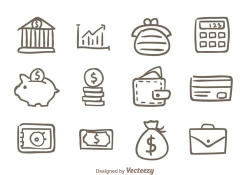 Hand Drawn Bank Icons vector