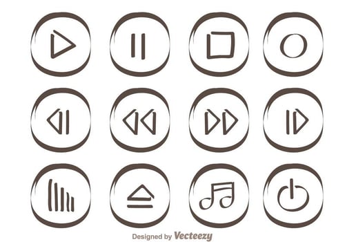 Hand Drawn Media Player Buttons vector
