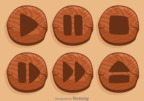 Wood Media Player Button vector
