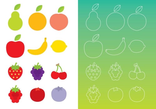 Flat And Thin Line Fruits vector
