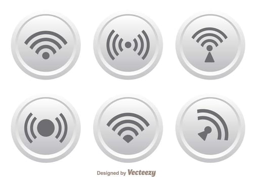 White Button Wifi Logo Vectors