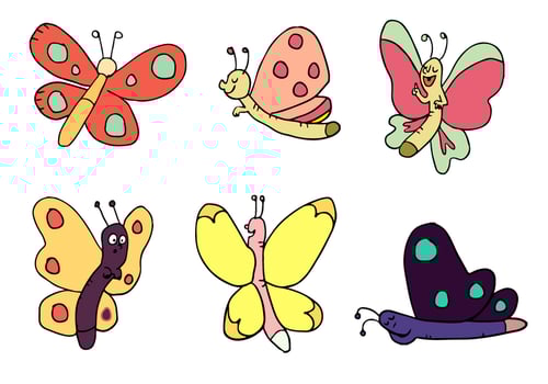 Cartoon Butterfly Vector Set
