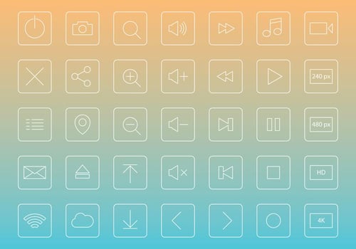 Thin Line Media Player Buttons vector
