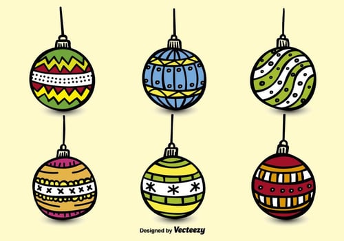 Hand drawn christmas spheres vector