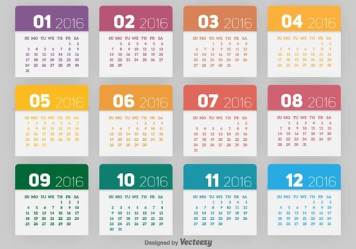 2016 calendar vector