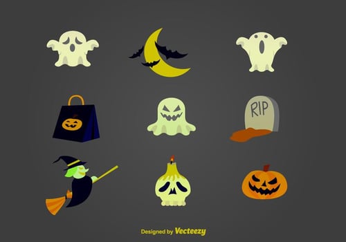 Halloween cartoon icons vector