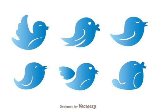 Blue Gradation Twitter Bird Vectors