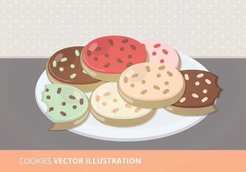 Plate of Cookies Vector Illustration