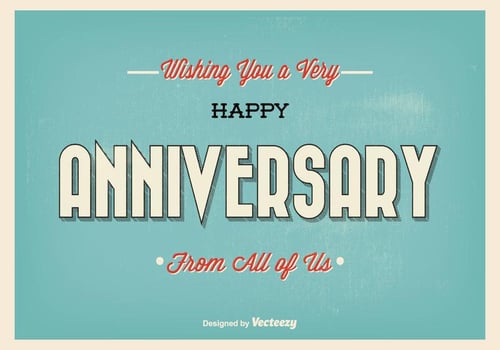 Retro Typographic Happy Anniversary Illustration vector