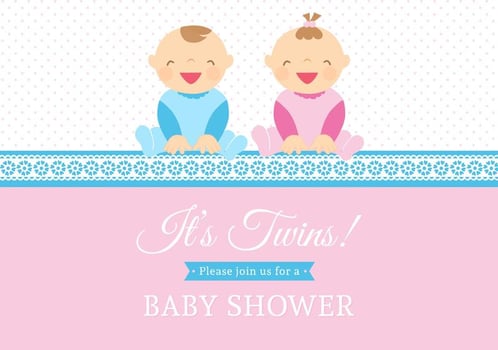 Vector Twin Babies Vector Card
