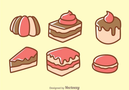 Cake Cartoon Icons vector