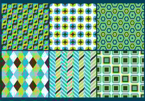 Retro Green  Blue Patterns vector