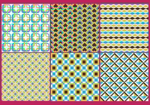 Retro Gold  Blue Patterns vector