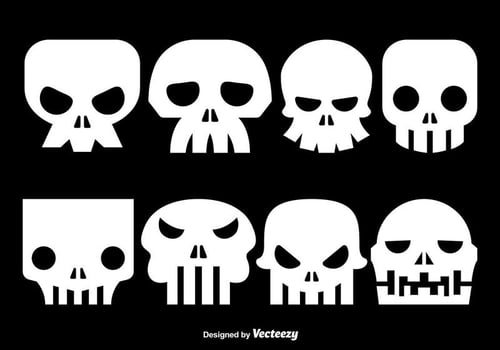 White skull silhouettes vector