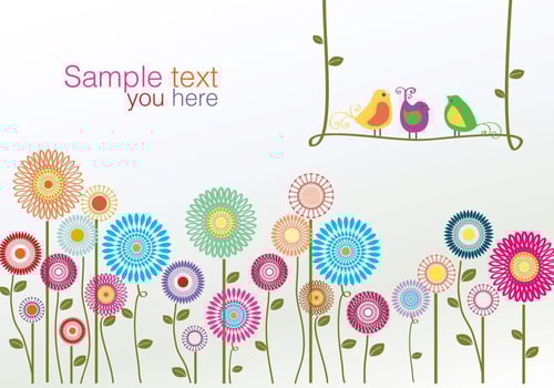 Colorful Birds and Flower Vector