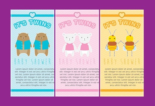 Twin Babies Invitations vector