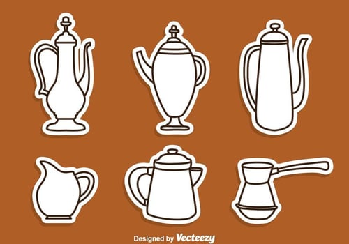 Arabic Coffee Pot Line Icons vector
