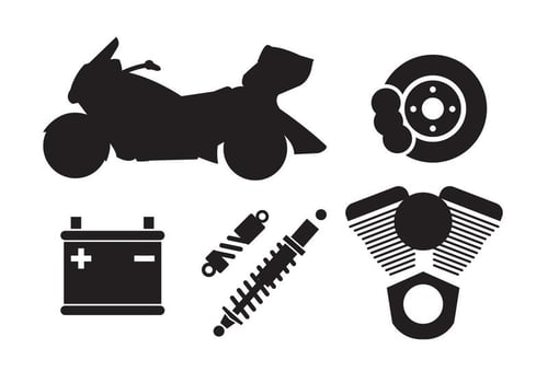 Set of Motorcycle Components in Vector