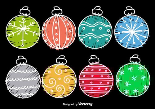 Hand drawn cartoon christmas balls vector