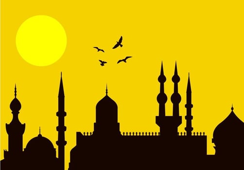 Eid al-Fitr City Silhouette vector