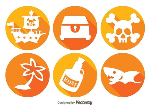 Treasure Hunter Long Shadow Icons vector