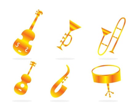 Musical Instrument Gold Icons vector