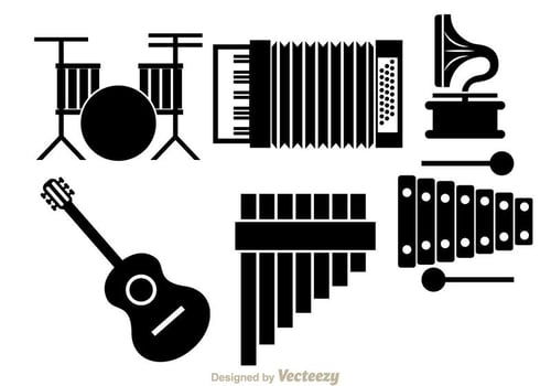 Musical Instrument Black Icons vector