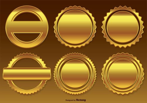 Golden Badge  Labels Set vector
