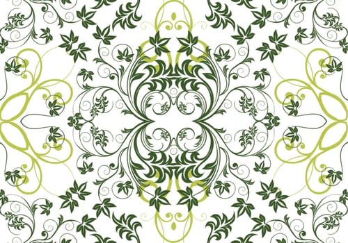 Green Floral Repeat Vector Background