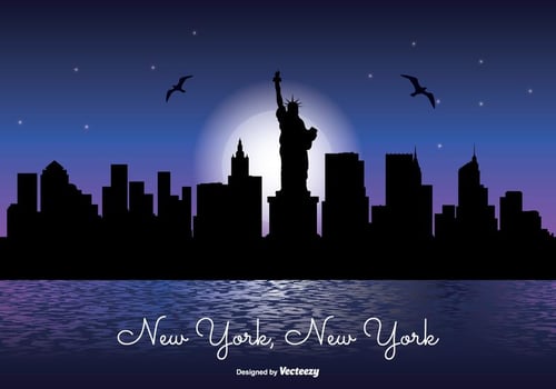 New York Night Skyline Illustration vector