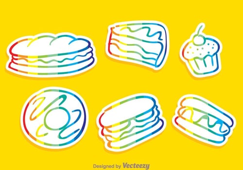 Vector Food Rainbow Outline Icons