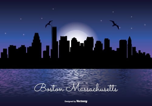 Boston Massachusetts Night Skyline Illustration vector