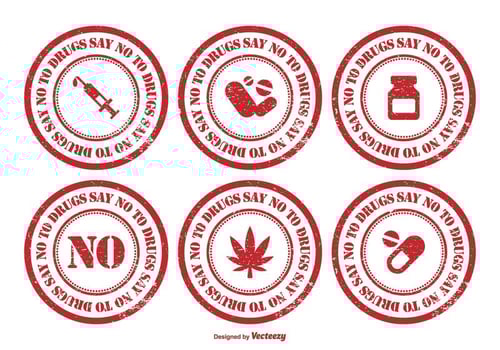 No To Drugs Rubber Stamp Set vector
