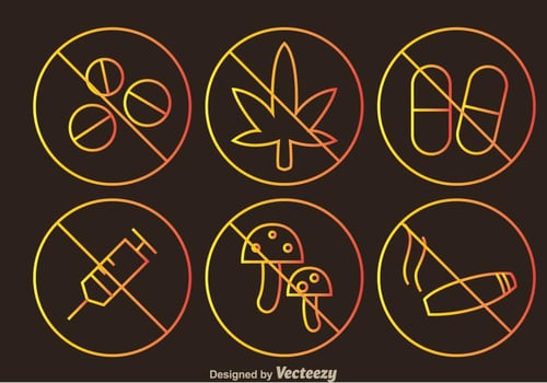No Drugs Outline Sign Icons vector