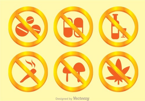 No Drugs Golden Sign vector
