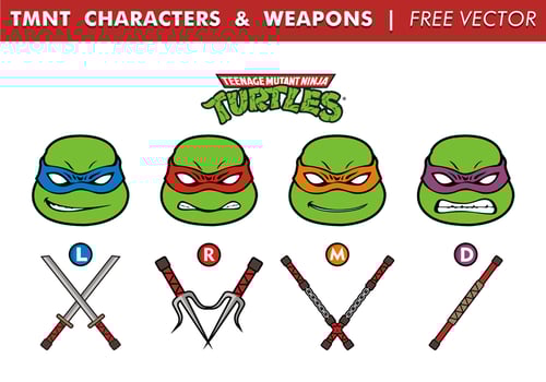 TMNT Characters  Weapons Free Vector