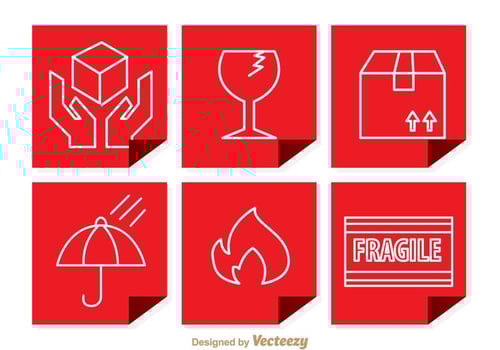 Fragile Red Square Sticker vector