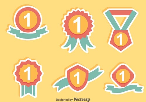 First Place Ribbon Flat Icons vector