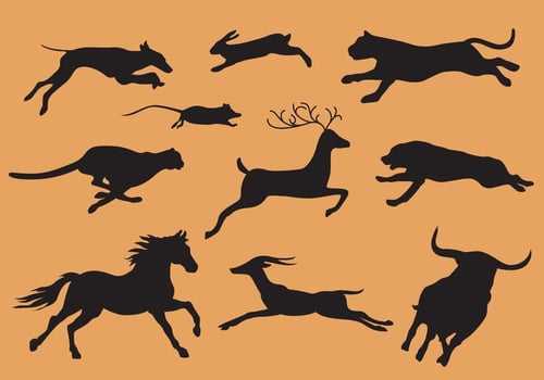 Animals Running Silhouette Vectors