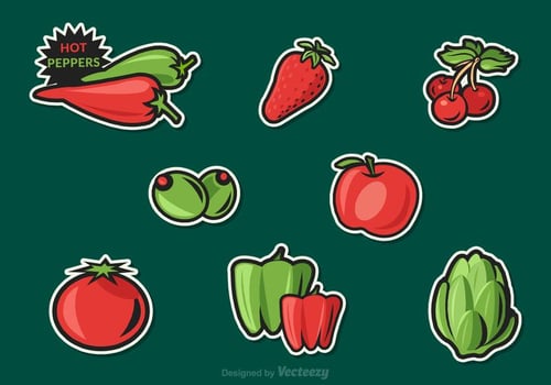 Free Fruit And Vegetables Vector Stickers